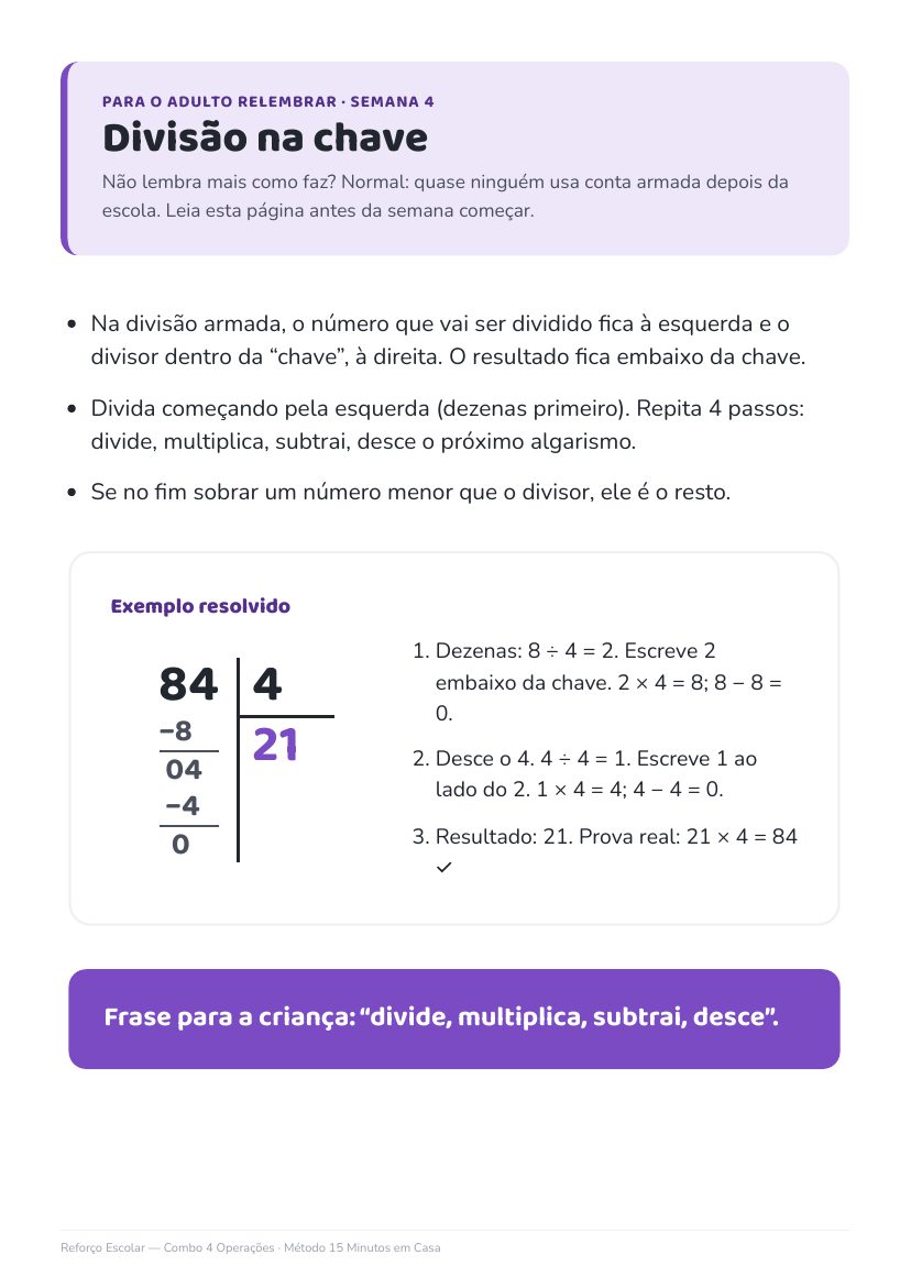 Divisão na chave